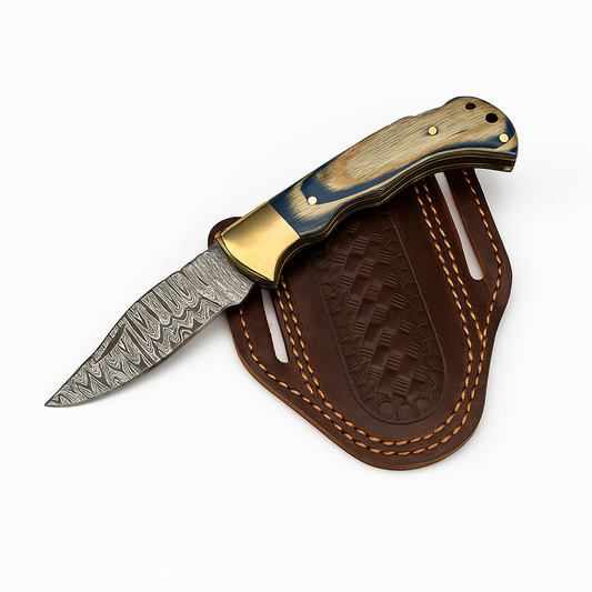 Ocean Wave Damascus Folding Knife - TK-431