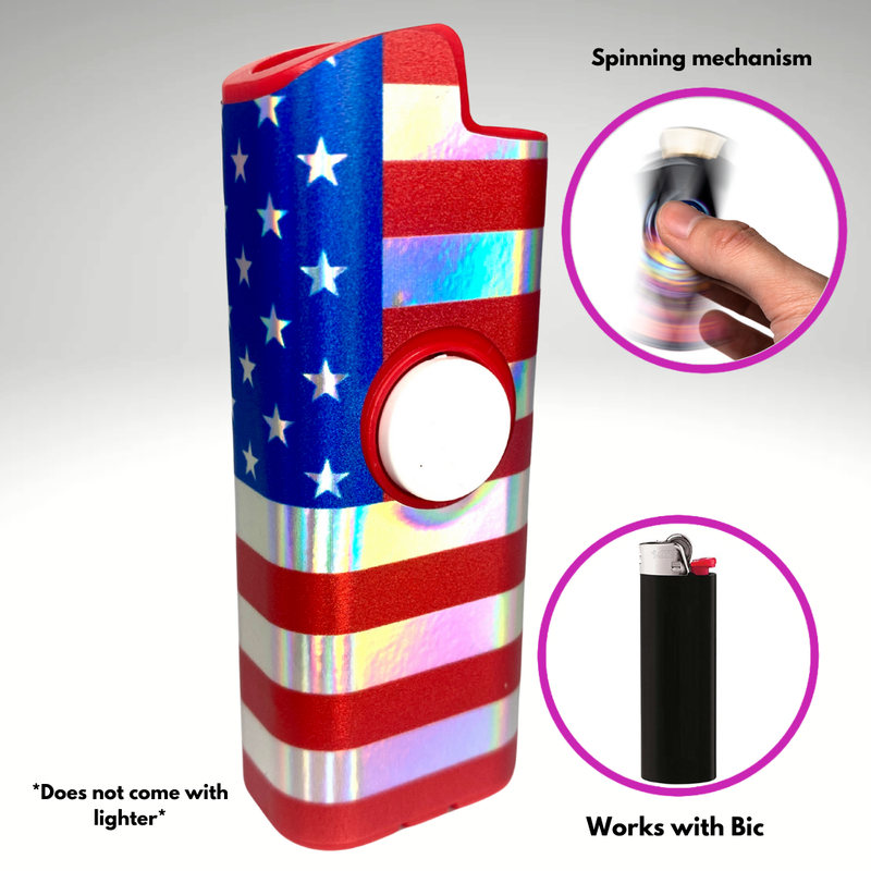 FLKR LYTR® Fidget Spinner Lighter Case "American Flag" for Bic® Spinner Lighter Case