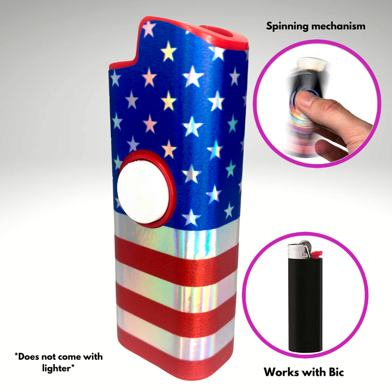 FLKR LYTR® Fidget Spinner Lighter Case "American Flag" for Bic® Spinner Lighter Case