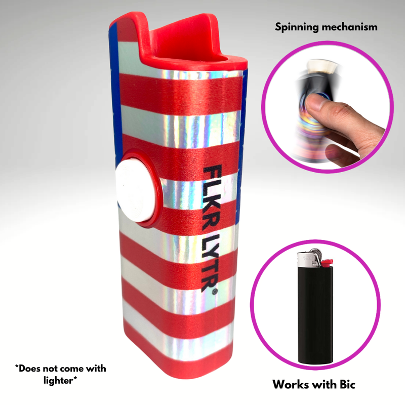 FLKR LYTR® Fidget Spinner Lighter Case "American Flag" for Bic® Spinner Lighter Case