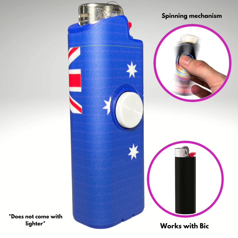 FLKR LYTR® Fidget Spinner Lighter Case "Australian Flag" for Bic® Spinner Lighter Case