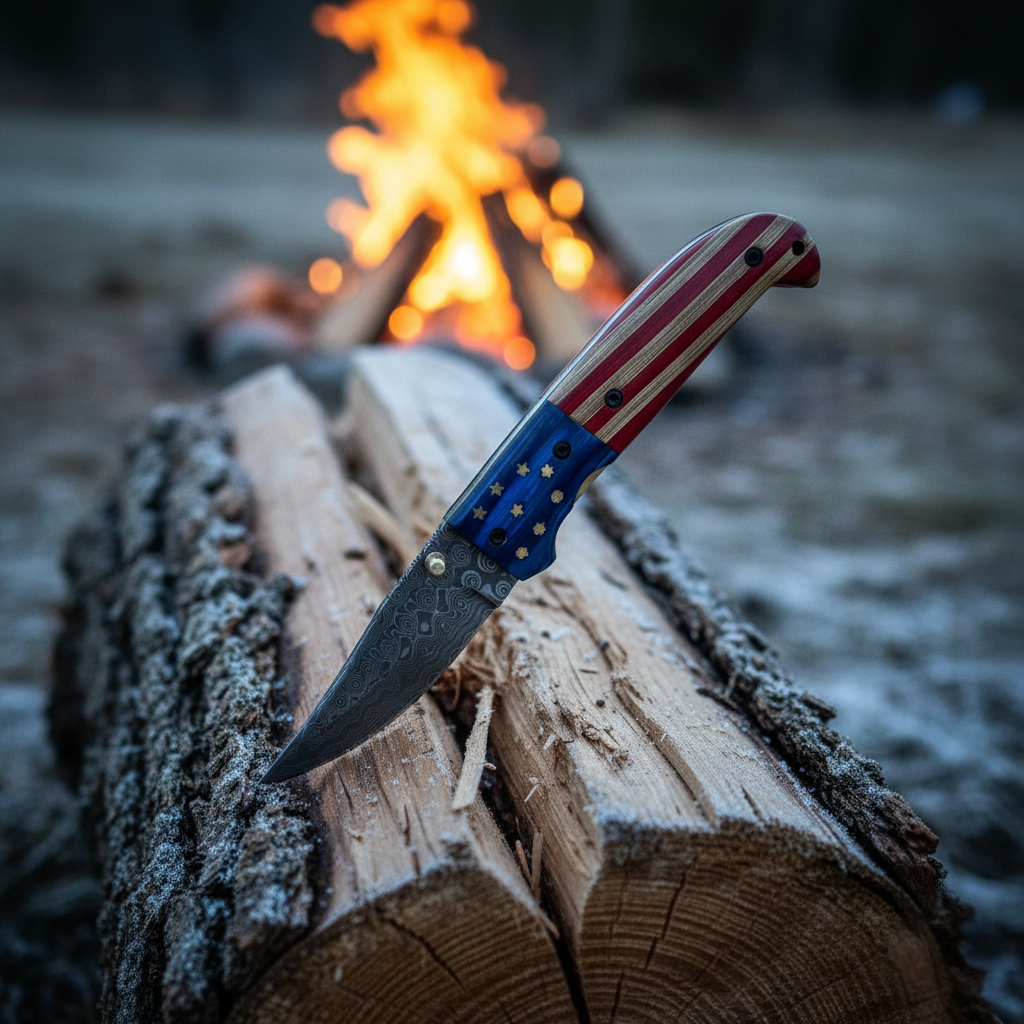 Patriot Damascus Folding Knife - TK-434