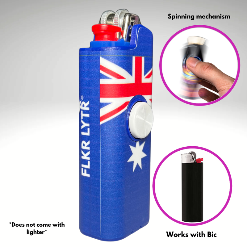 FLKR LYTR® Fidget Spinner Lighter Case "Australian Flag" for Bic® Spinner Lighter Case