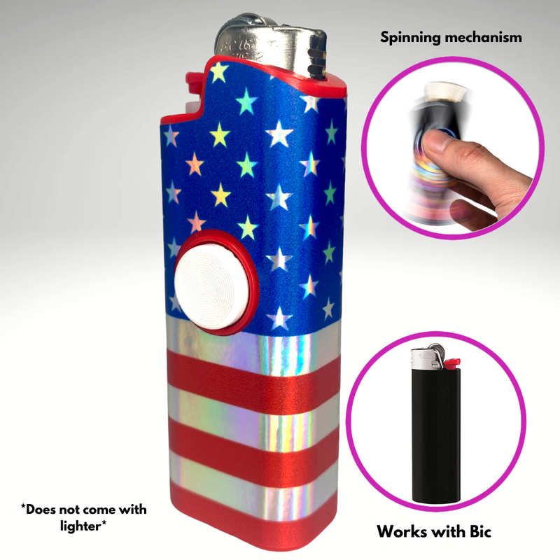 FLKR LYTR® Fidget Spinner Lighter Case "American Flag" for Bic® Spinner Lighter Case