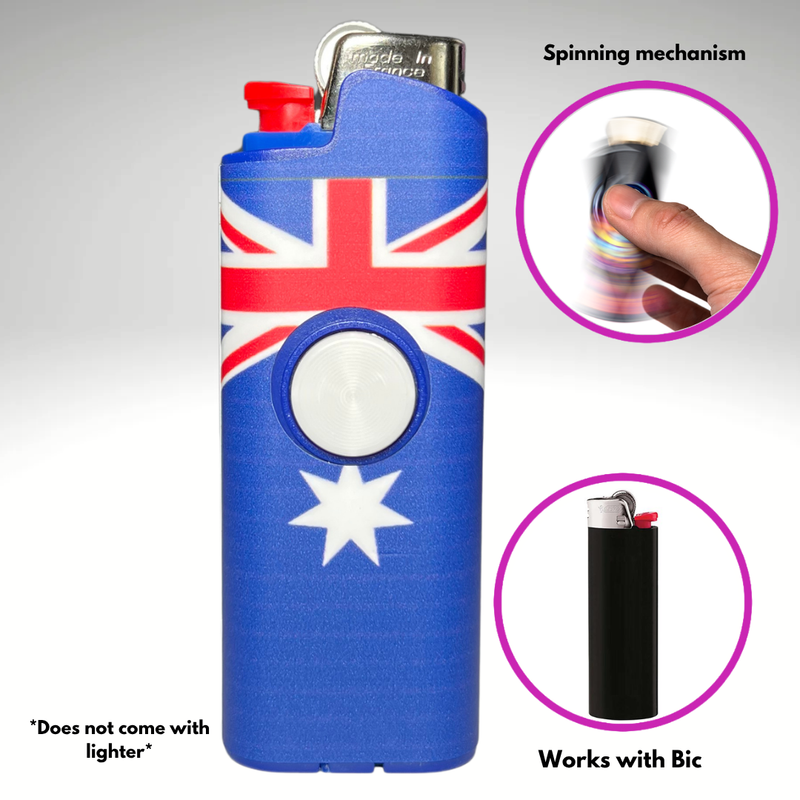 FLKR LYTR® Fidget Spinner Lighter Case "Australian Flag" for Bic® Spinner Lighter Case