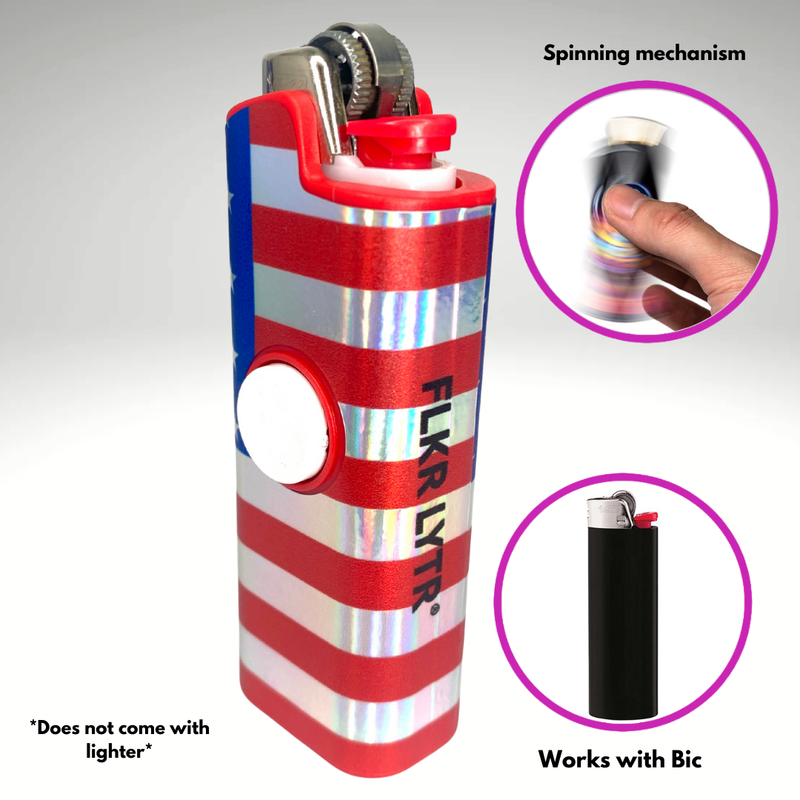 FLKR LYTR® Fidget Spinner Lighter Case "American Flag" for Bic® Spinner Lighter Case