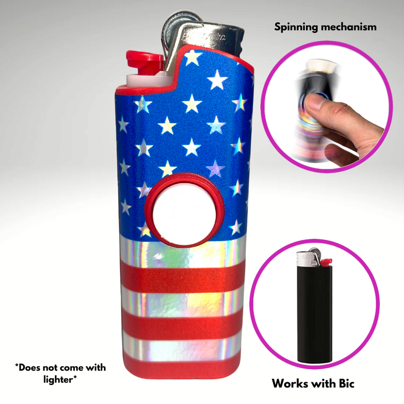 FLKR LYTR® Fidget Spinner Lighter Case "American Flag" for Bic® Spinner Lighter Case