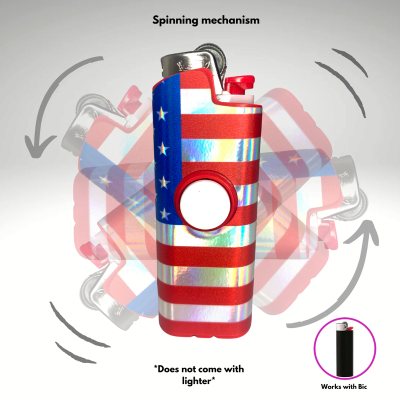 FLKR LYTR® Fidget Spinner Lighter Case "American Flag" for Bic® Spinner Lighter Case