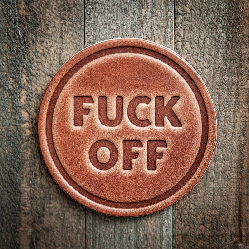 Fuck Off Leather Coaster