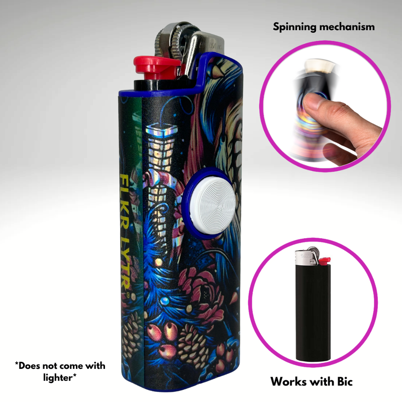 FLKR LYTR®  Fidget Spinner Lighter Case "Jack Skelly" for Bic® Spinner Lighter Case