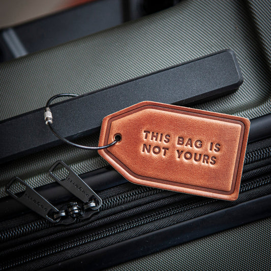 Airplane Silhouette Leather Luggage Tag