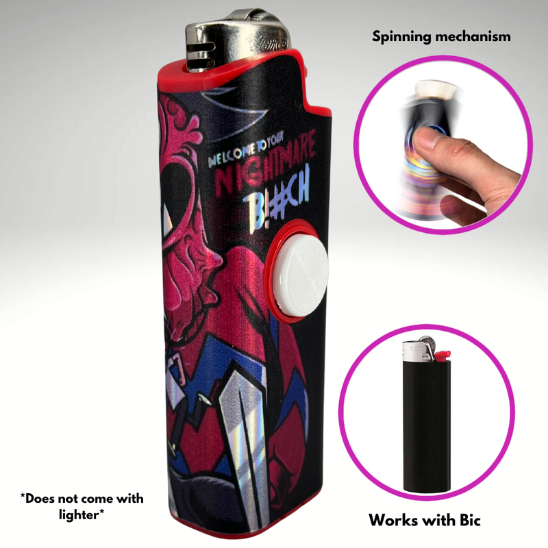 FLKR LYTR®  Fidget Spinner Lighter Case "Scarie Terrie" for Bic® Spinner Lighter Case
