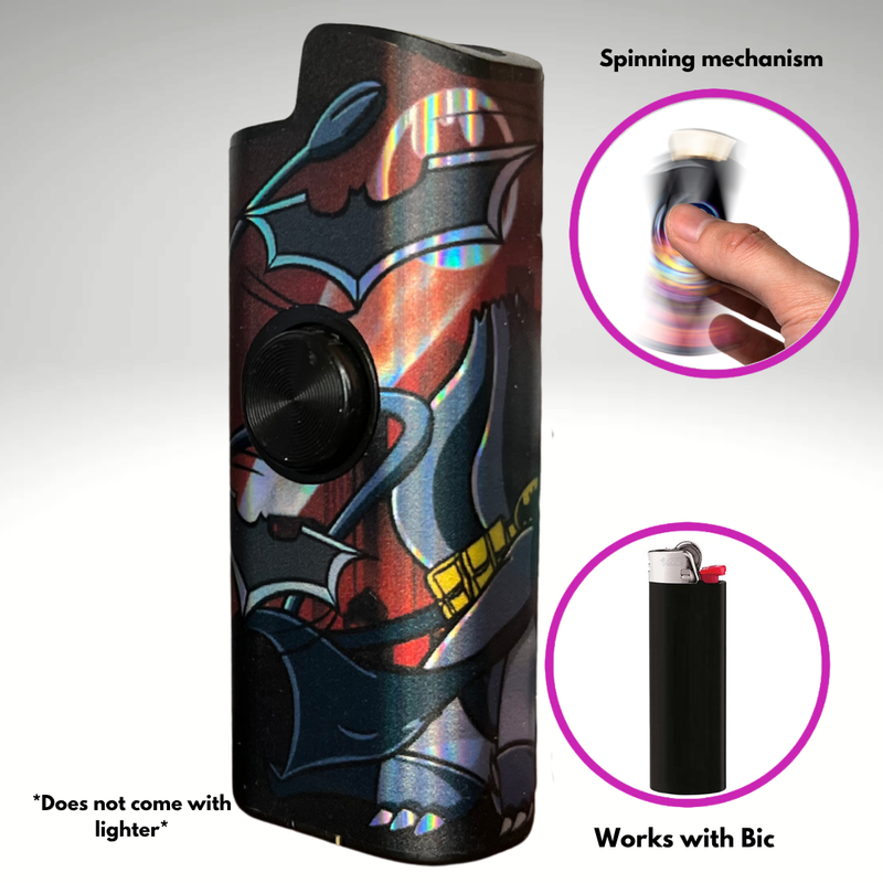 FLKR LYTR® Amazon Prime Must Have Fidget Spinner Lighter Case "The Dark Bulb" for Bic® Lighter Case