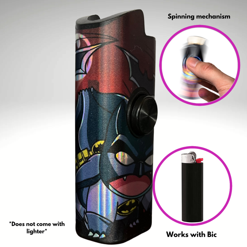 FLKR LYTR® Amazon Prime Must Have Fidget Spinner Lighter Case "The Dark Bulb" for Bic® Lighter Case