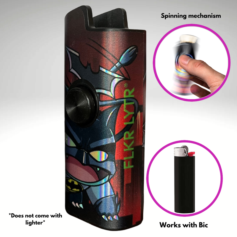 FLKR LYTR® Amazon Prime Must Have Fidget Spinner Lighter Case "The Dark Bulb" for Bic® Lighter Case