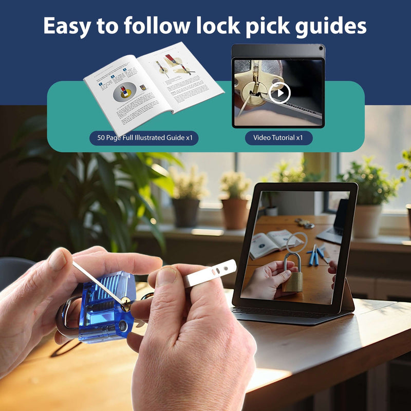 Beginners Lock Pick Set - Picks, Practice Locks, Covert Kit + How-to Guide
