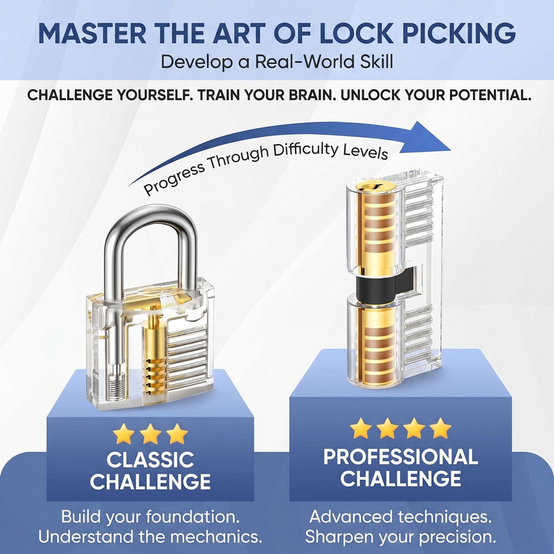 Beginners Lock Pick Set - Picks, Practice Locks, Covert Kit + How-to Guide