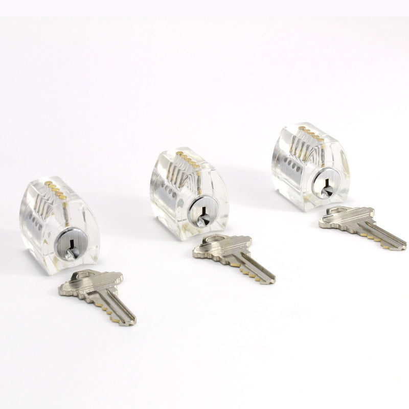 Practice Locks Set, 3 Clear Progressive Locks - Easy to Hard
