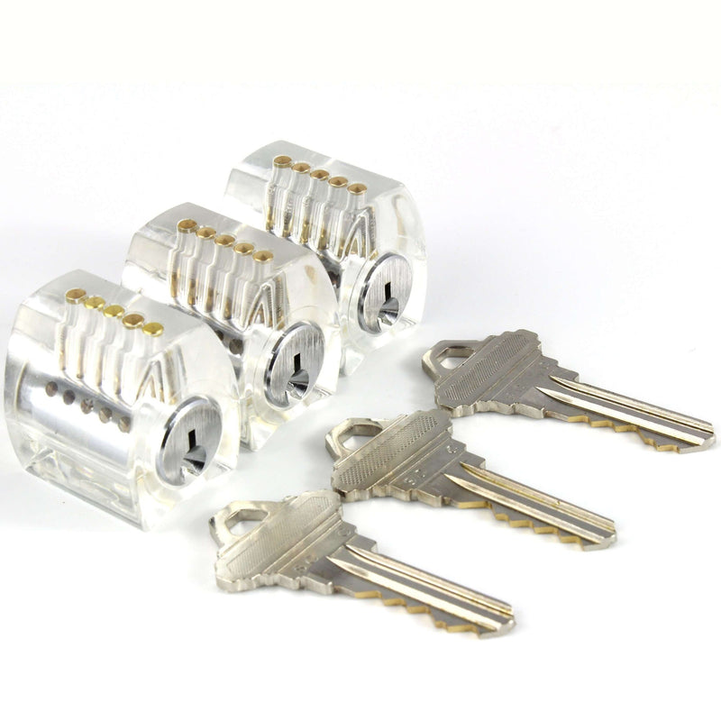 Practice Locks Set, 3 Clear Progressive Locks - Easy to Hard